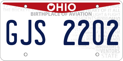 OH license plate GJS2202