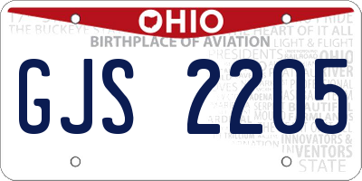 OH license plate GJS2205