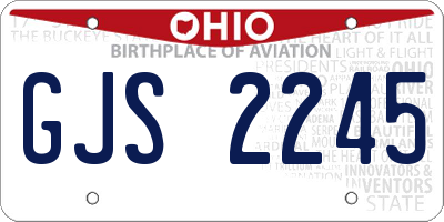 OH license plate GJS2245