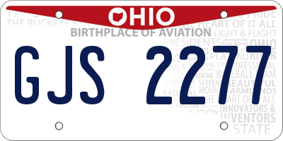 OH license plate GJS2277