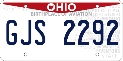 OH license plate GJS2292