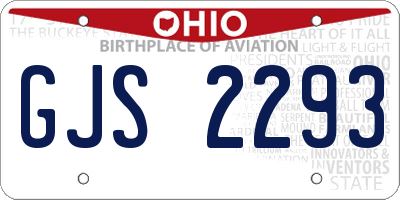 OH license plate GJS2293