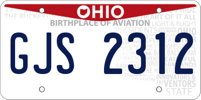 OH license plate GJS2312