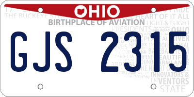 OH license plate GJS2315