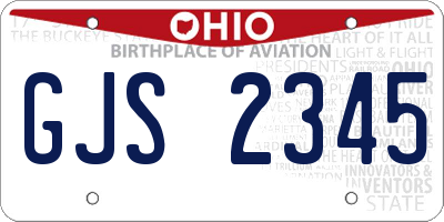 OH license plate GJS2345