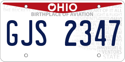 OH license plate GJS2347