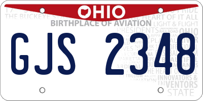 OH license plate GJS2348