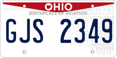 OH license plate GJS2349