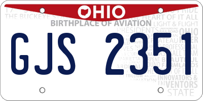 OH license plate GJS2351