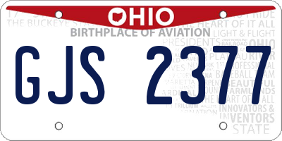 OH license plate GJS2377