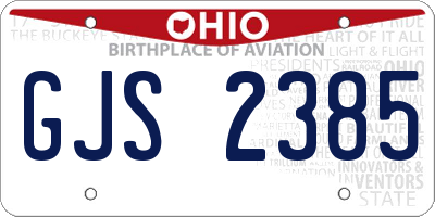 OH license plate GJS2385