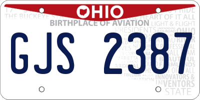 OH license plate GJS2387