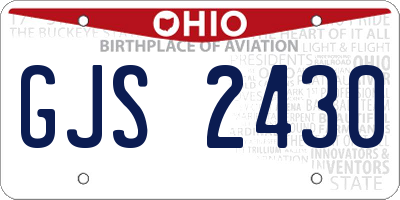 OH license plate GJS2430