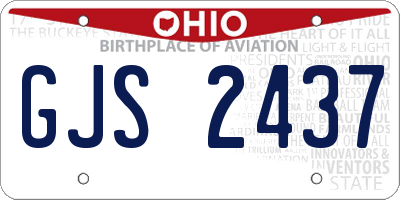 OH license plate GJS2437