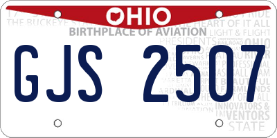 OH license plate GJS2507