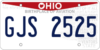 OH license plate GJS2525
