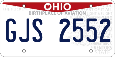 OH license plate GJS2552