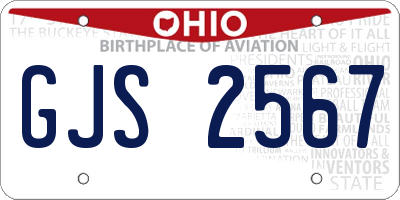 OH license plate GJS2567