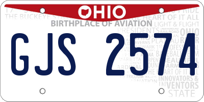 OH license plate GJS2574