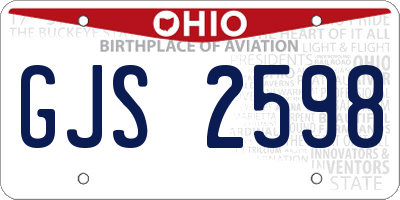OH license plate GJS2598