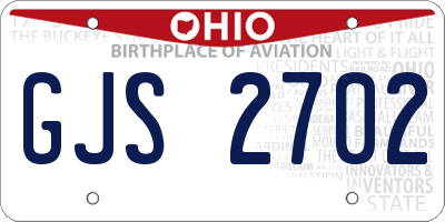 OH license plate GJS2702