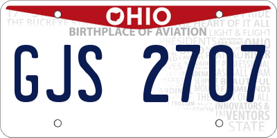 OH license plate GJS2707