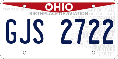 OH license plate GJS2722