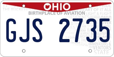 OH license plate GJS2735