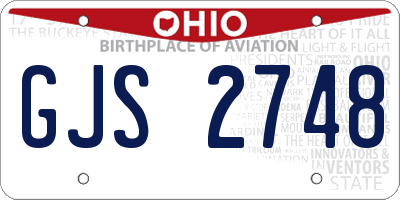 OH license plate GJS2748