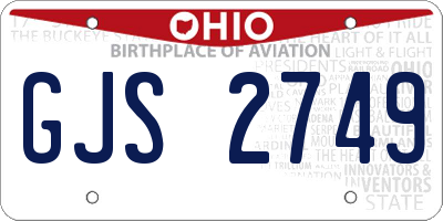 OH license plate GJS2749