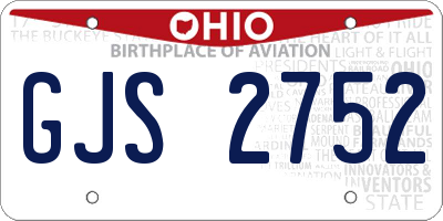OH license plate GJS2752