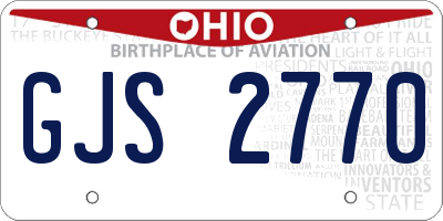 OH license plate GJS2770