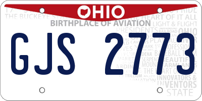 OH license plate GJS2773