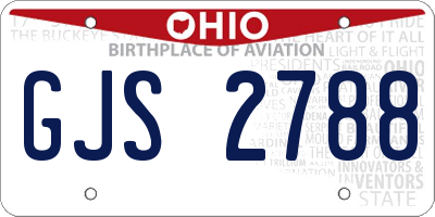 OH license plate GJS2788