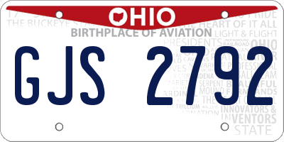 OH license plate GJS2792