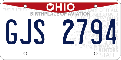 OH license plate GJS2794