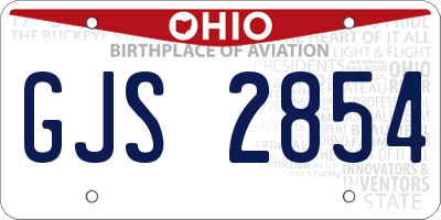 OH license plate GJS2854