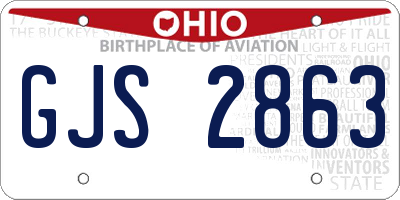 OH license plate GJS2863