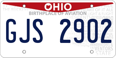 OH license plate GJS2902