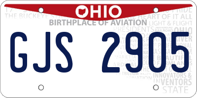 OH license plate GJS2905