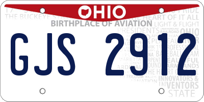 OH license plate GJS2912