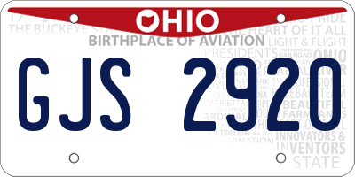 OH license plate GJS2920