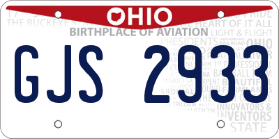 OH license plate GJS2933