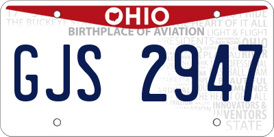 OH license plate GJS2947