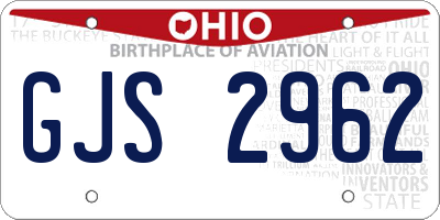 OH license plate GJS2962