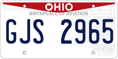 OH license plate GJS2965