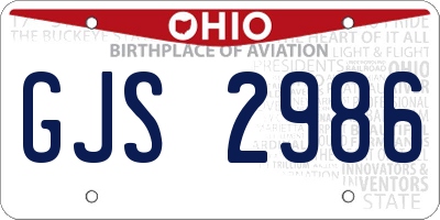 OH license plate GJS2986