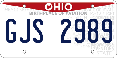 OH license plate GJS2989