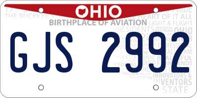OH license plate GJS2992