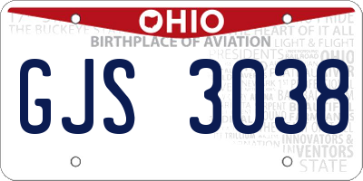 OH license plate GJS3038